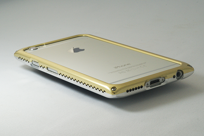 iPhone 6専用ジュラルミン削り出し iPhoneケース MY-BUM マテリアルシルバー（U）×ライティングゴールド（L）