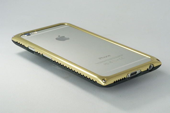 iPhone 6専用ジュラルミン削り出し iPhoneケース MY-BUM ライティングブラック（U）×ライティングゴールド（L）